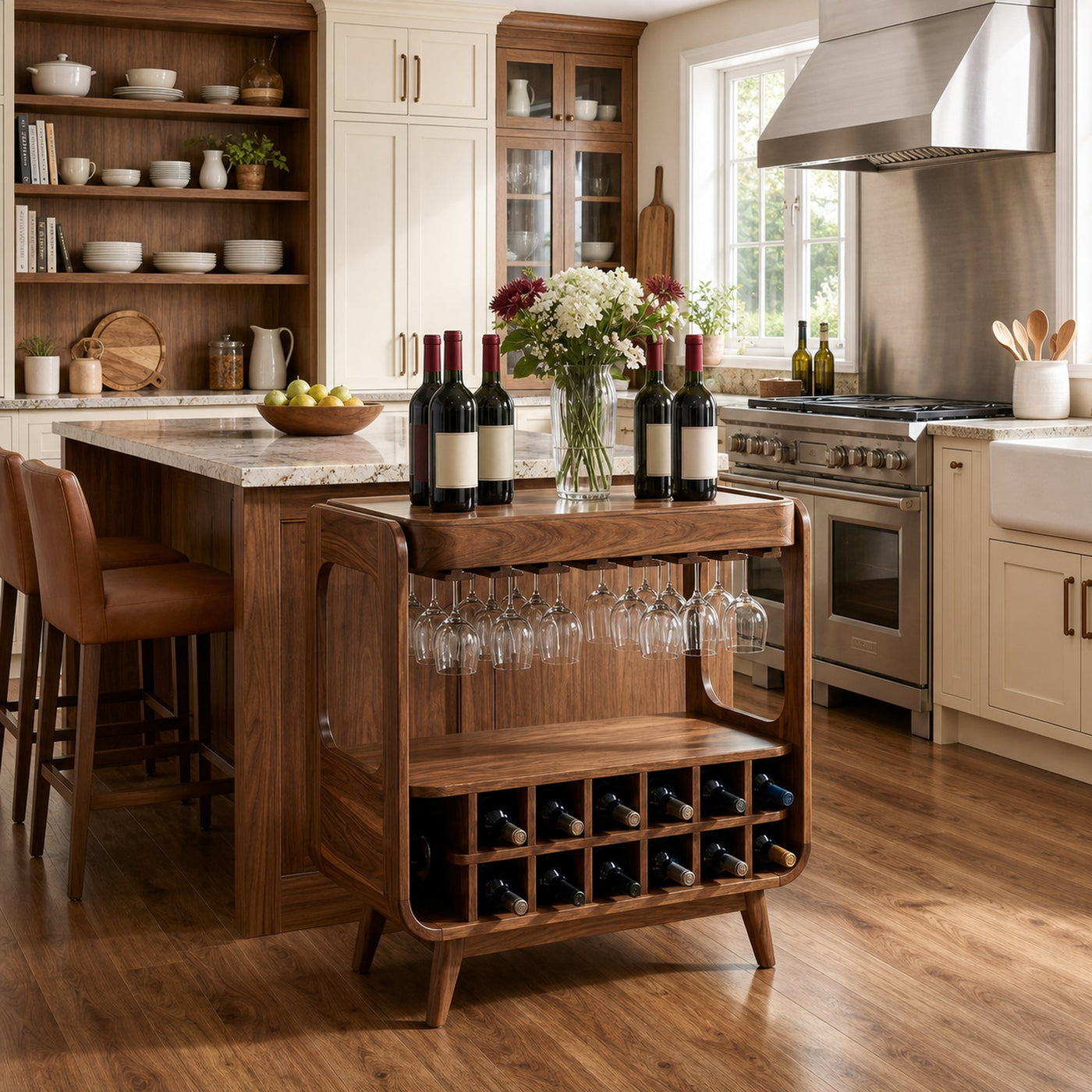 Handcrafted Wooden Wine Cabinet With Storage For Dining Room - product view 7
