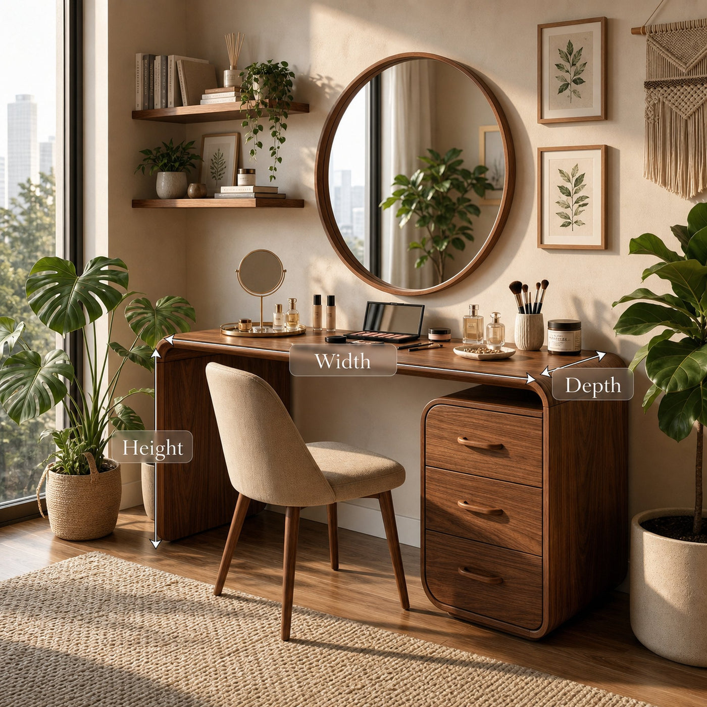 Japandi Vanity Table Walk In Closet Makeup Area Dressing Space - product view 8