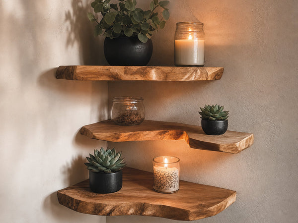 Live Edge Corner Bookshelf Decorations Wall