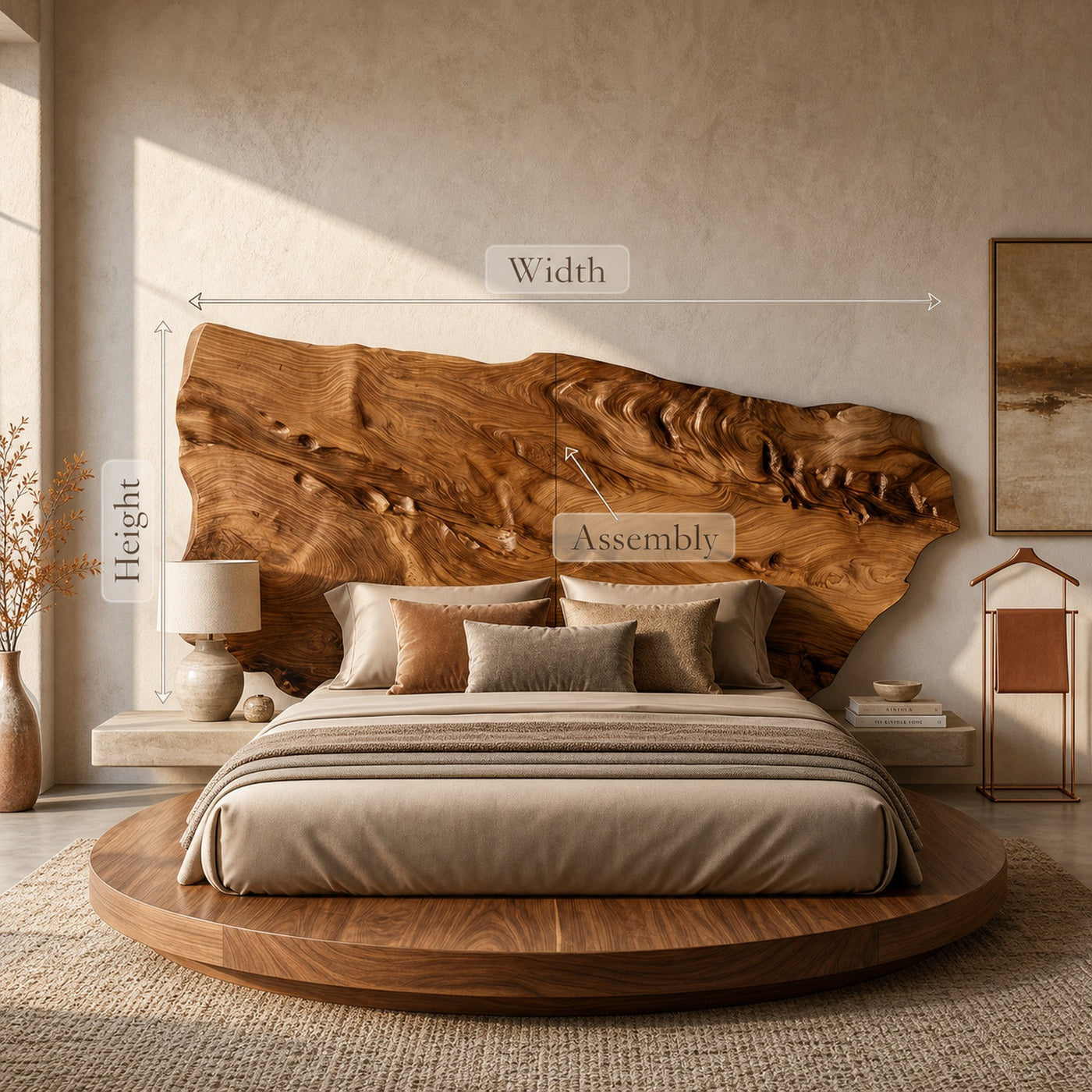 Live Edge Wood Headboard For Sculptural Luxury Bedroom - product view 8