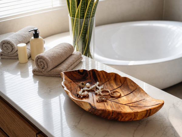 Luxury Leaf Jewelry Tray For Bathroom Or Bedroom