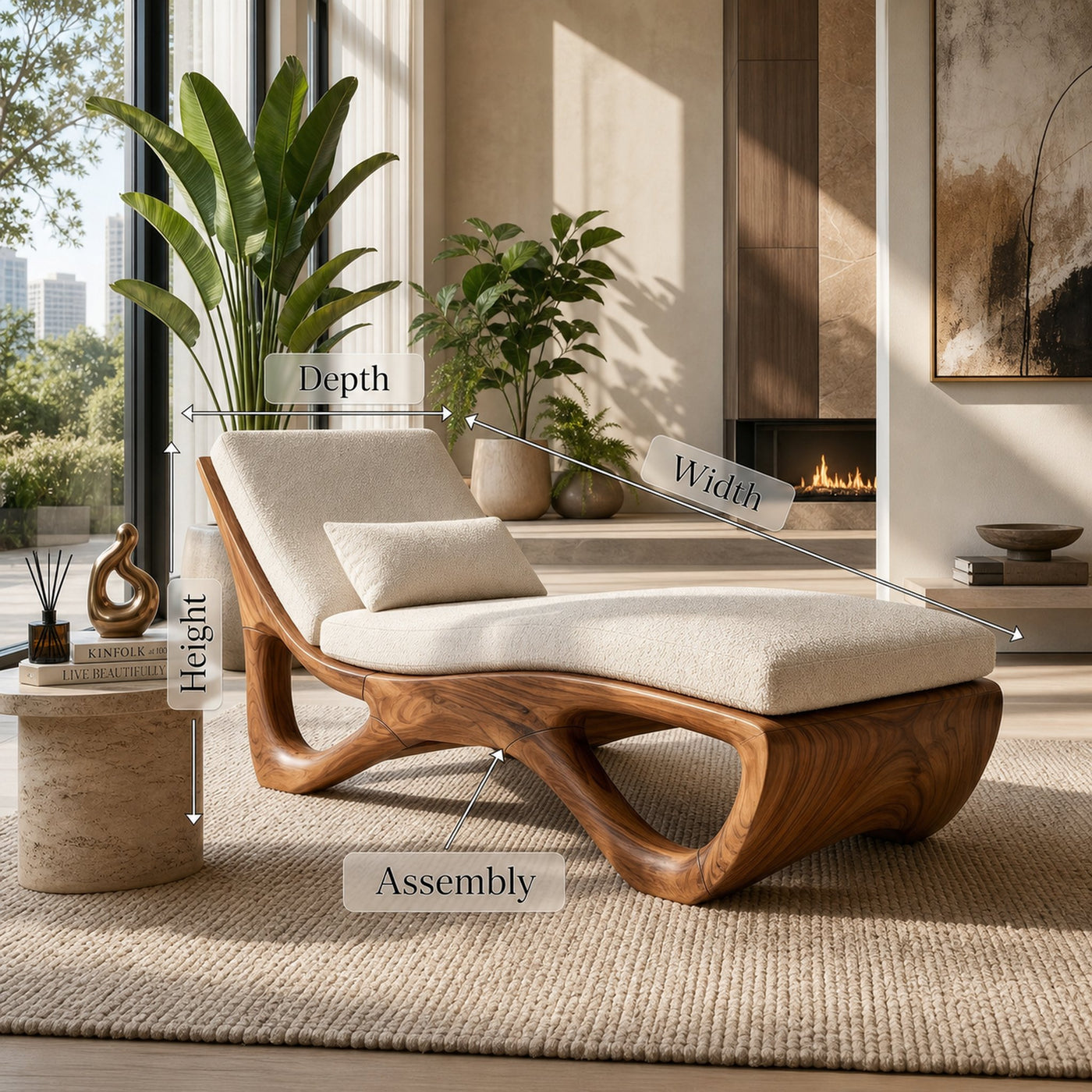 Luxury Organic Modern Chaise Lounge High End Residential Interior - product view 8