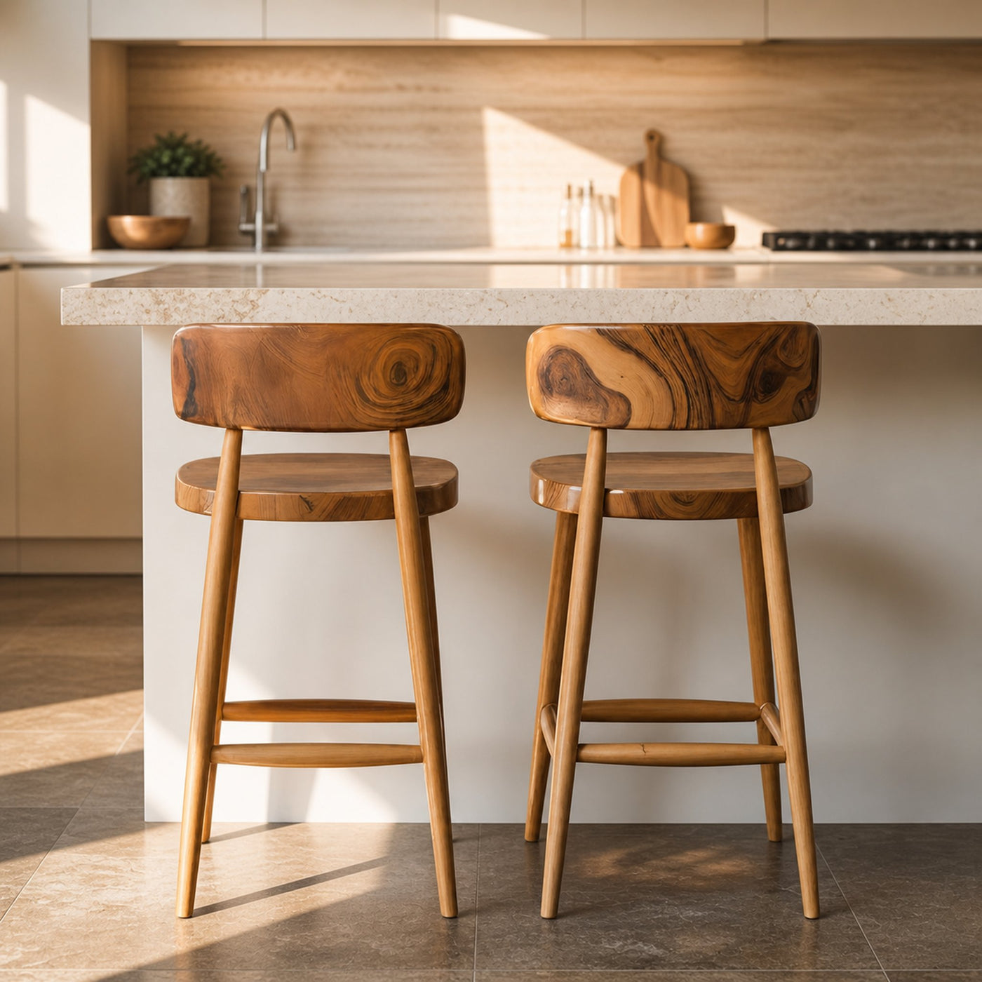 Mid Century Bar Stools With Backrest For Kitchen Or Dining Room - product view 6