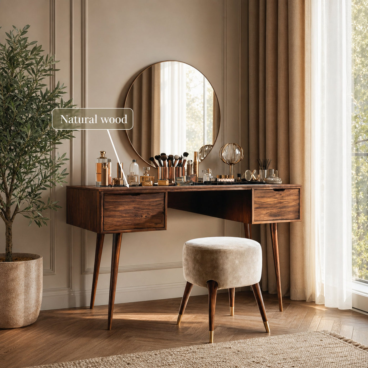 Mid Century Handmade Vanity Table For Bedroom - product view 6