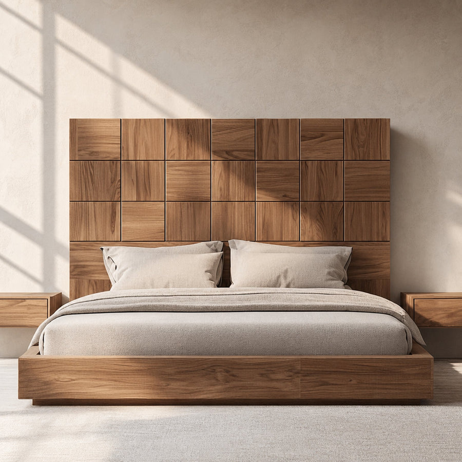 Mid Century Solid Wood Headboard Master Bedroom Decor