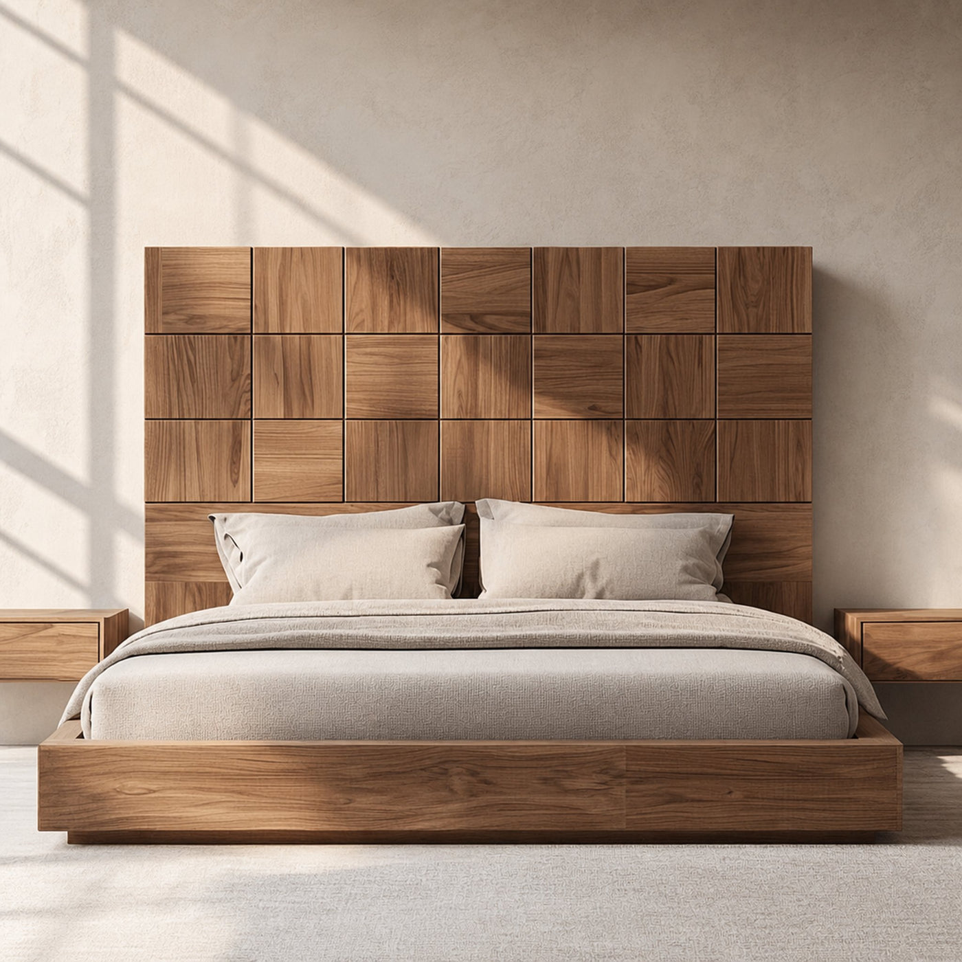 Mid Century Solid Wood Headboard Master Bedroom Decor