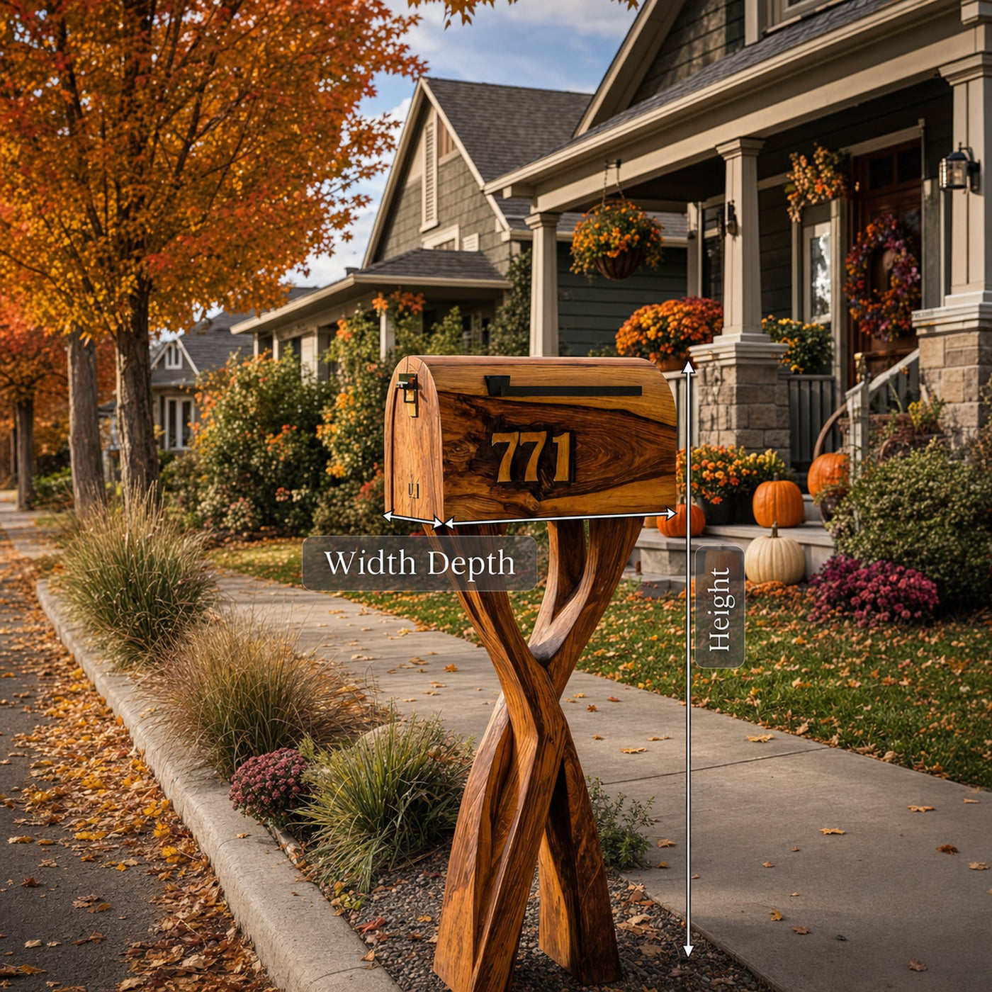 Mid Century Wooden Sculpture Mailbox For Garden Rustic Decoration - product view 6