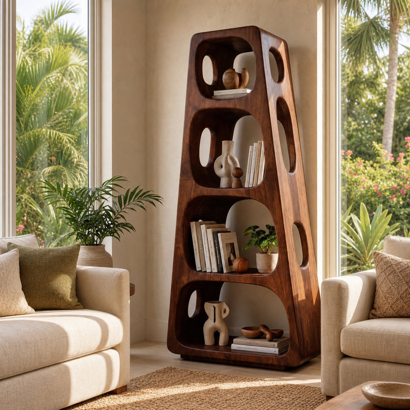 Mid Century Wooden Standing Shelf For Living Room - product view 6