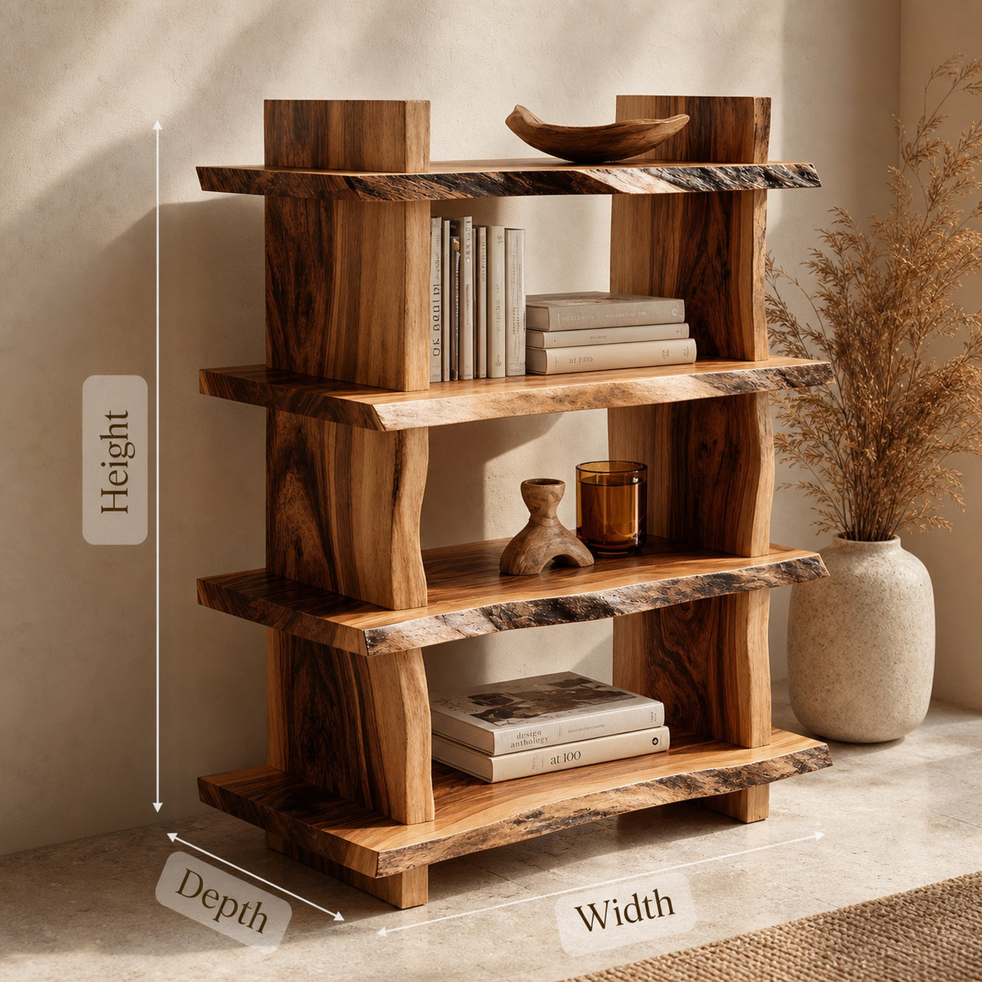 Minimal Wood Bookshelf For Bedroom Storage And Modern Decor - product view 8