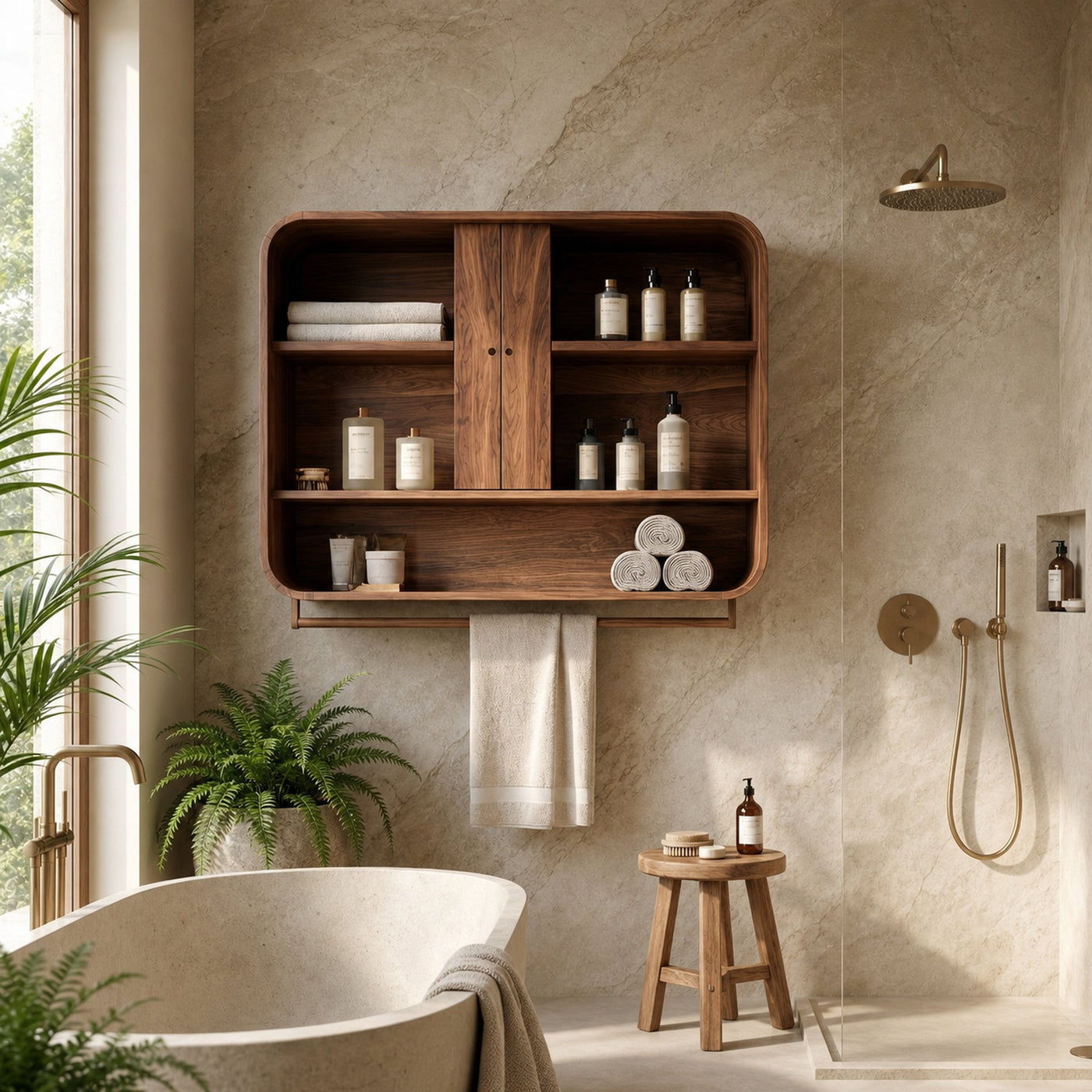 Minimalist Bathroom Cabinet Solid Natural Wood Material For Bathroom Space - product view 6