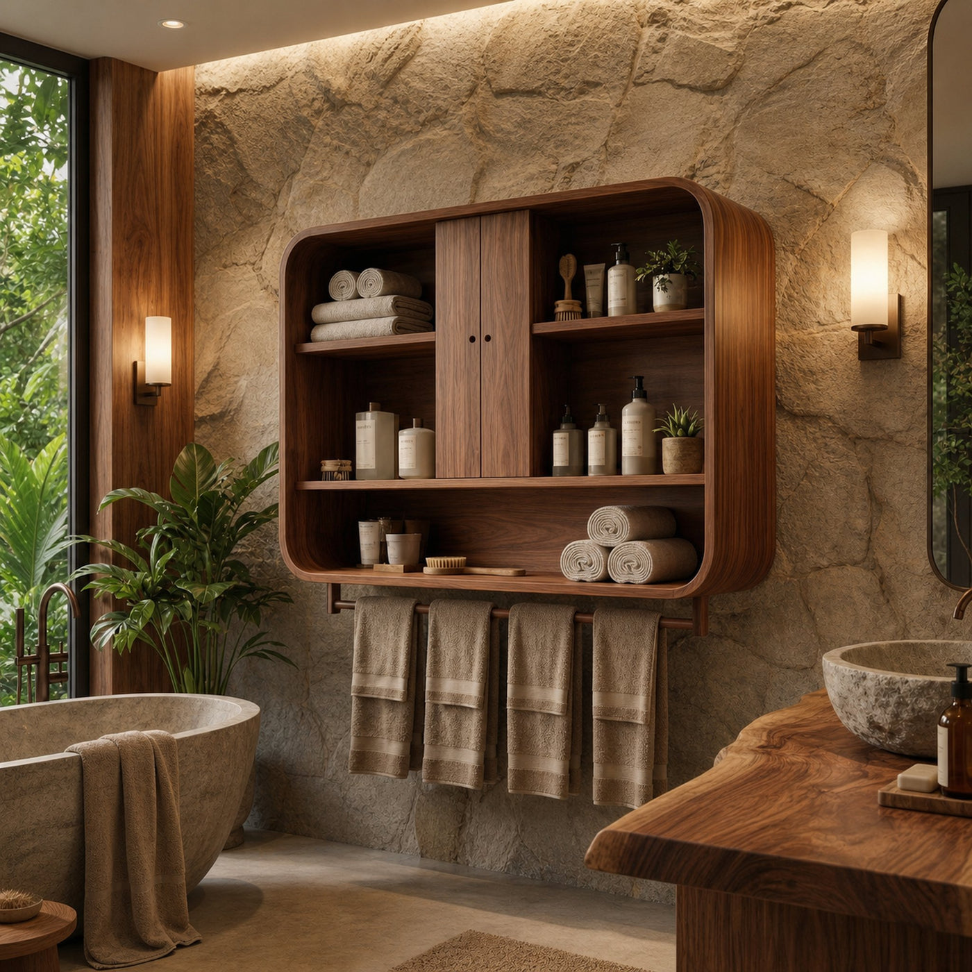 Minimalist Bathroom Cabinet Solid Natural Wood Material For Bathroom Space - product view 7