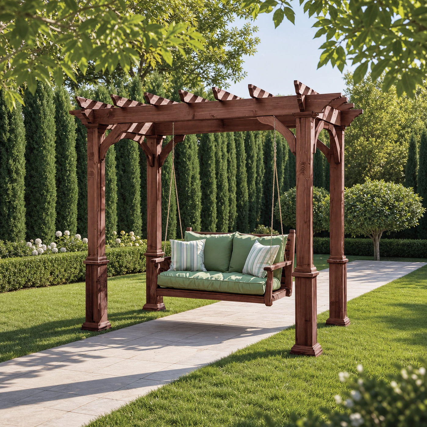 Rustic Pergola Swing Bench For Outdoor Garden And Lounge - product view 7