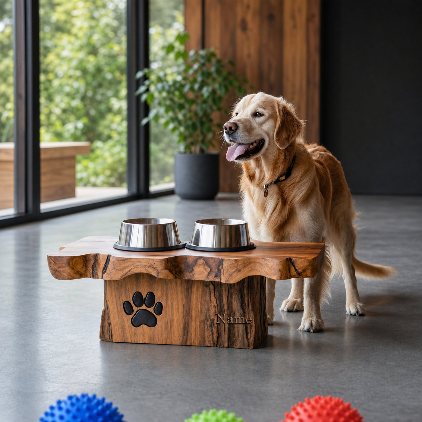 Rustic Wooden Dog Bowl Station For Modern Homes