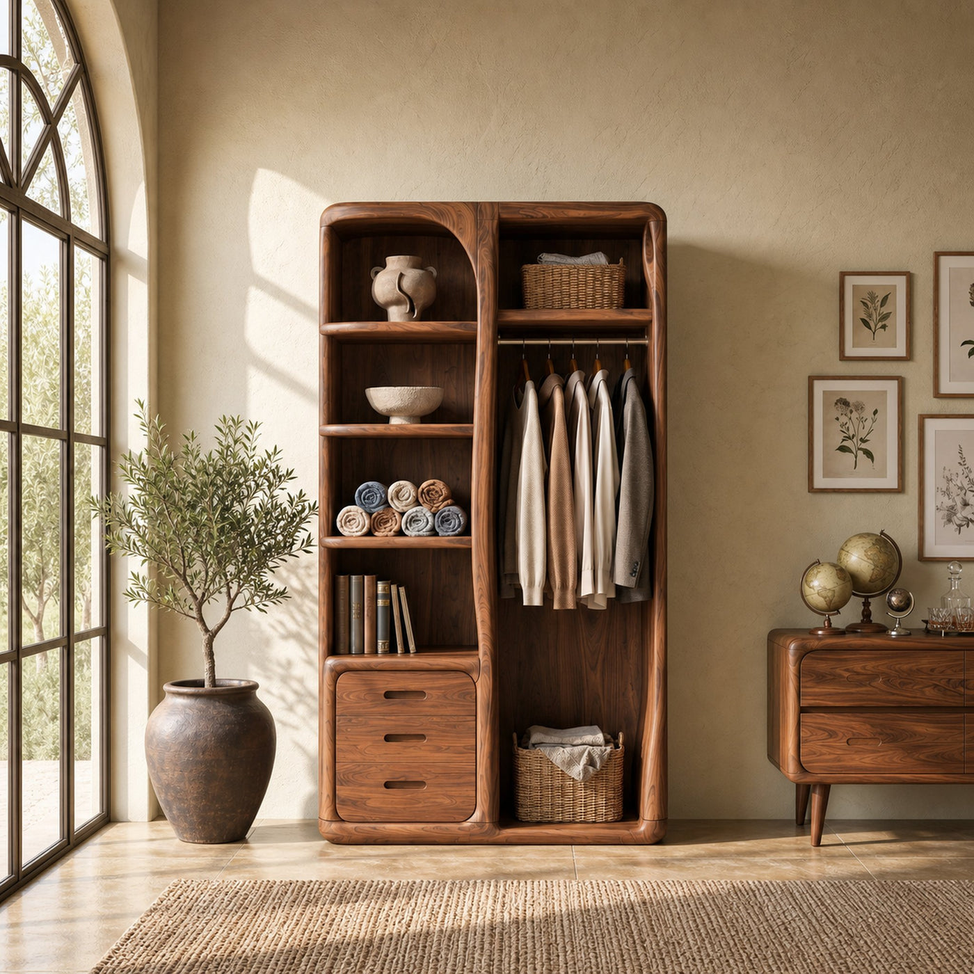 Scandinavian Organic Edge Wardrobe For Master Suite Interior - product view 6