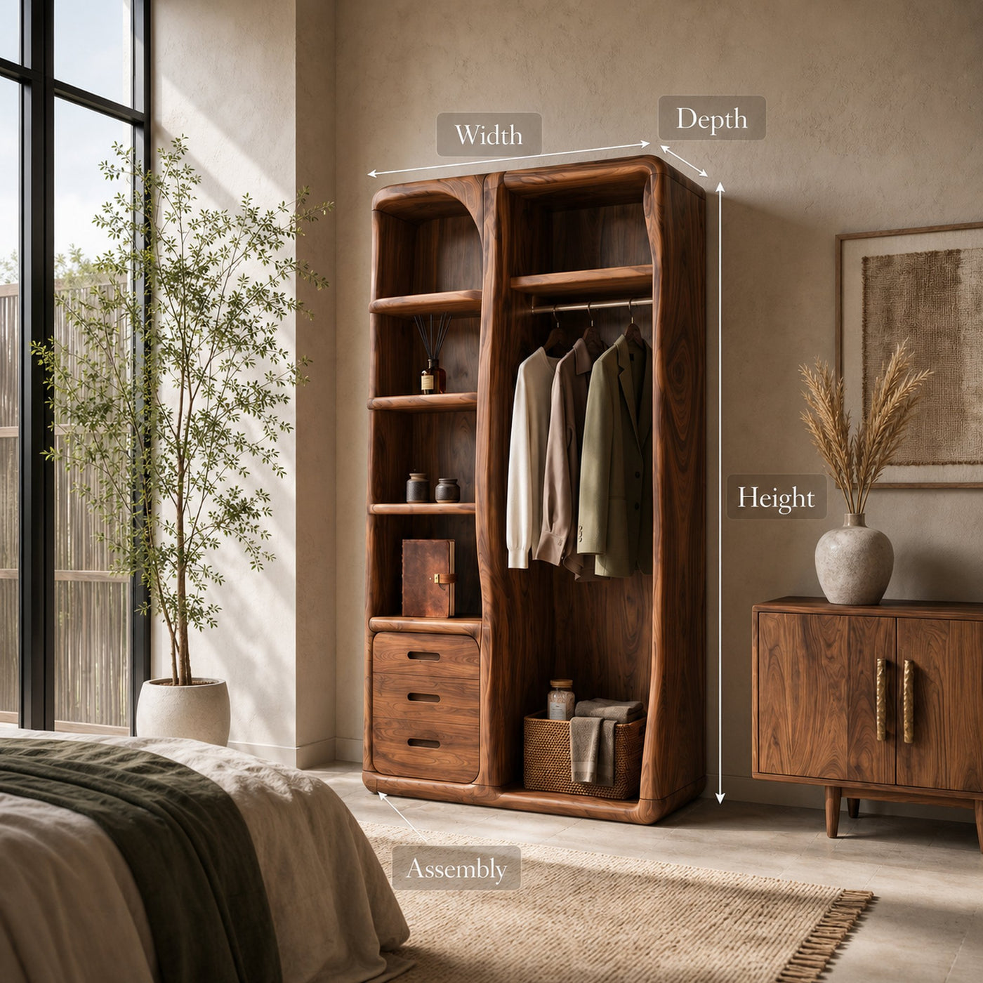 Scandinavian Organic Edge Wardrobe For Master Suite Interior - product view 8