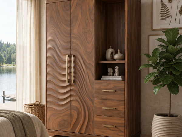 Scandinavian Organic Shape Closet For Apartment Bedroom Interior