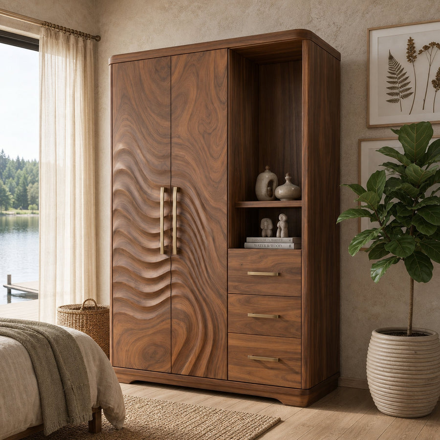 Scandinavian Organic Shape Closet For Apartment Bedroom Interior