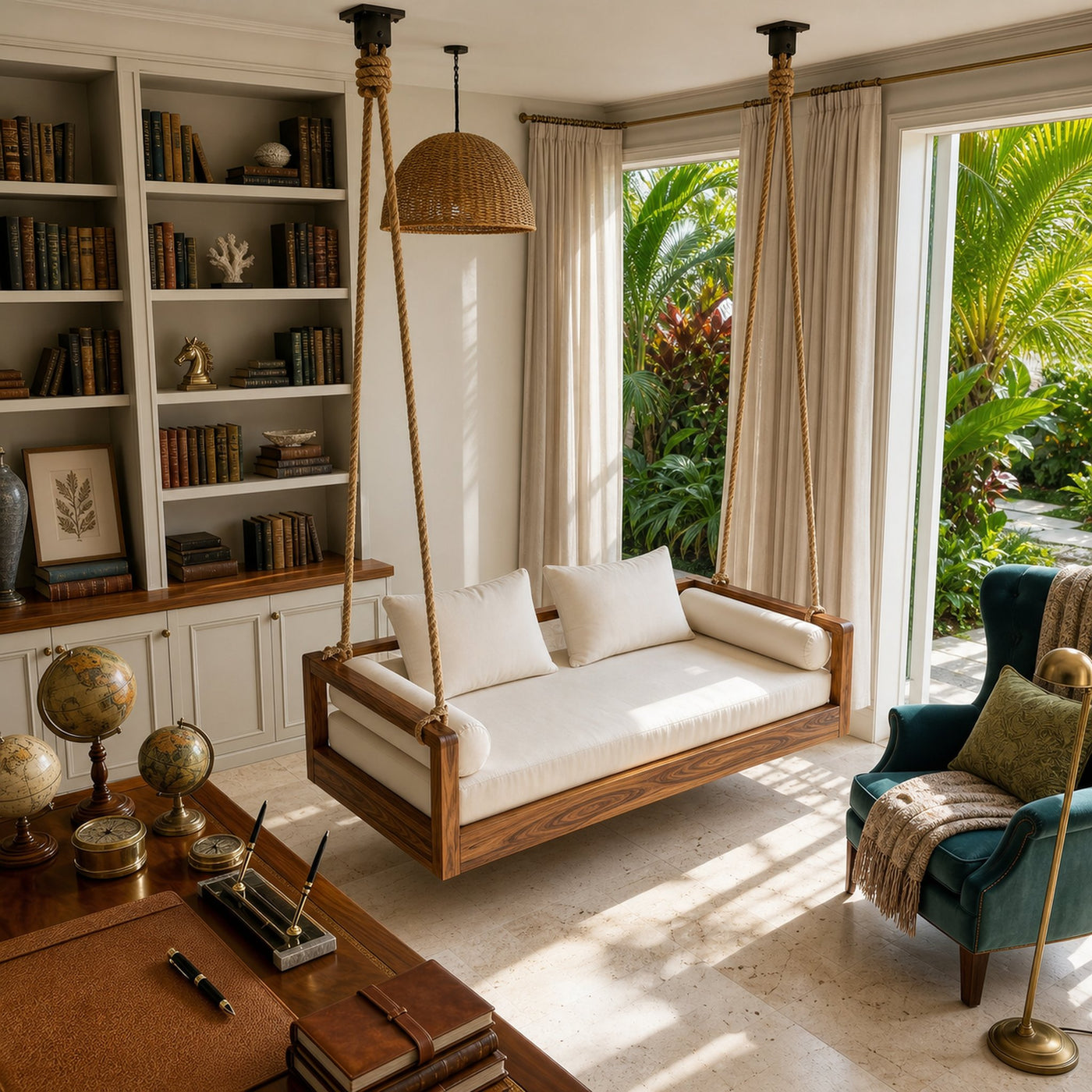 Tropical Indoor Hanging Daybed Swing Resort Style Living Room - product view 6