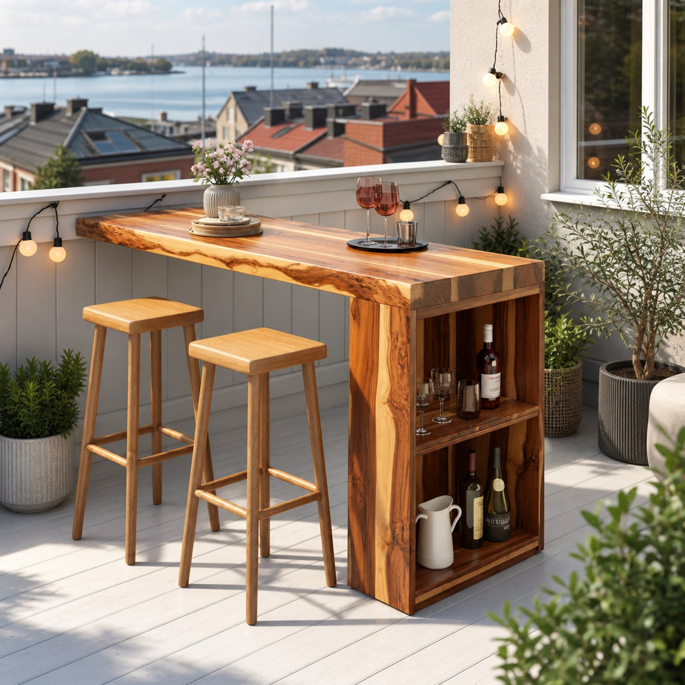 Tropical Live Edge Bar Table For Balcony Or Outdoor Patio - product view 6