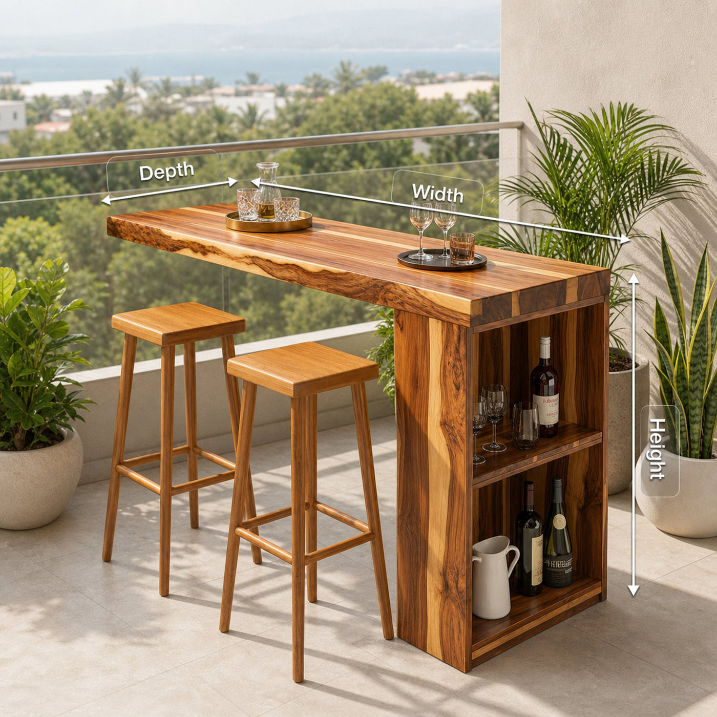 Tropical Live Edge Bar Table For Balcony Or Outdoor Patio - product view 8