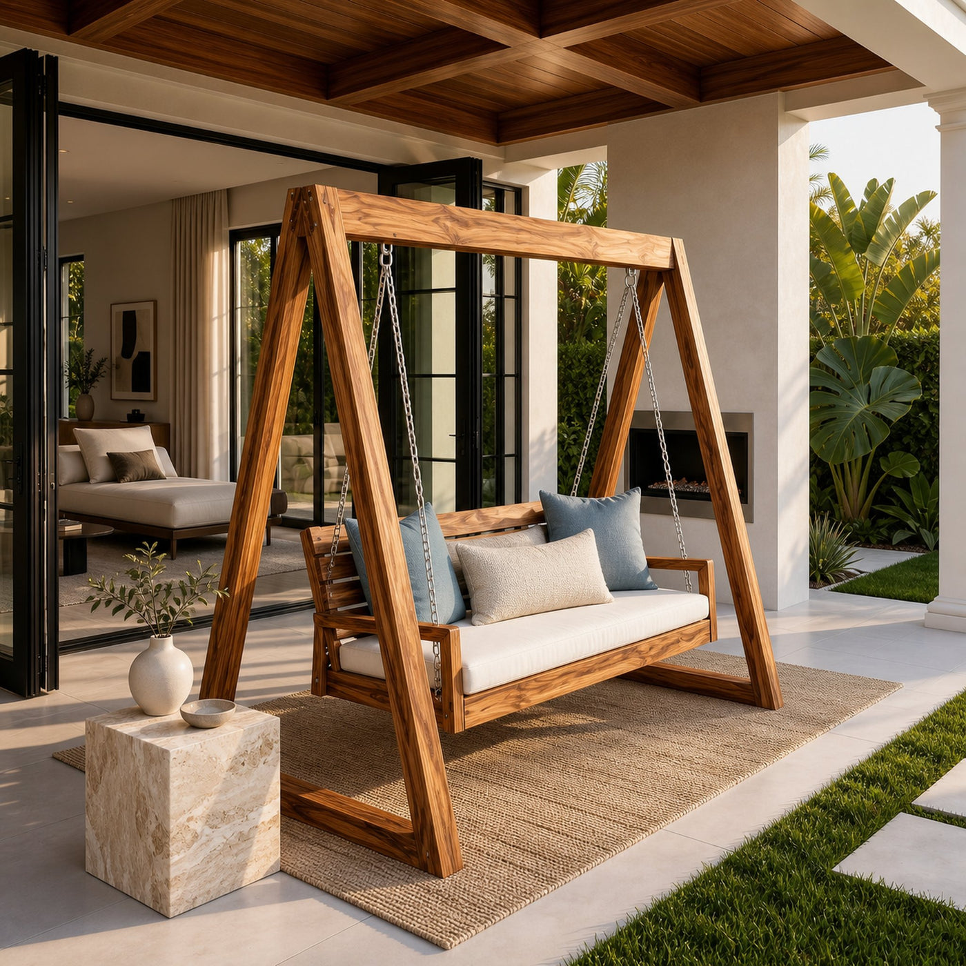 Tropical Wooden Garden Swing Backyard Lounge Seating - product view 6