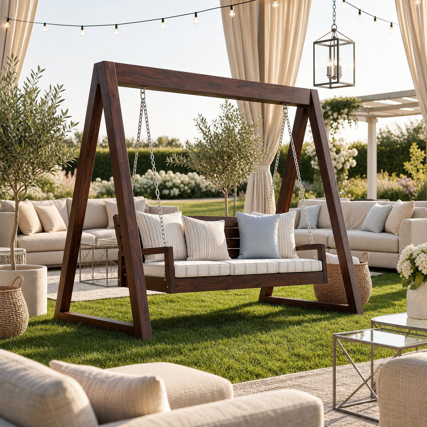 Tropical Wooden Garden Swing Backyard Lounge Seating - product view 7
