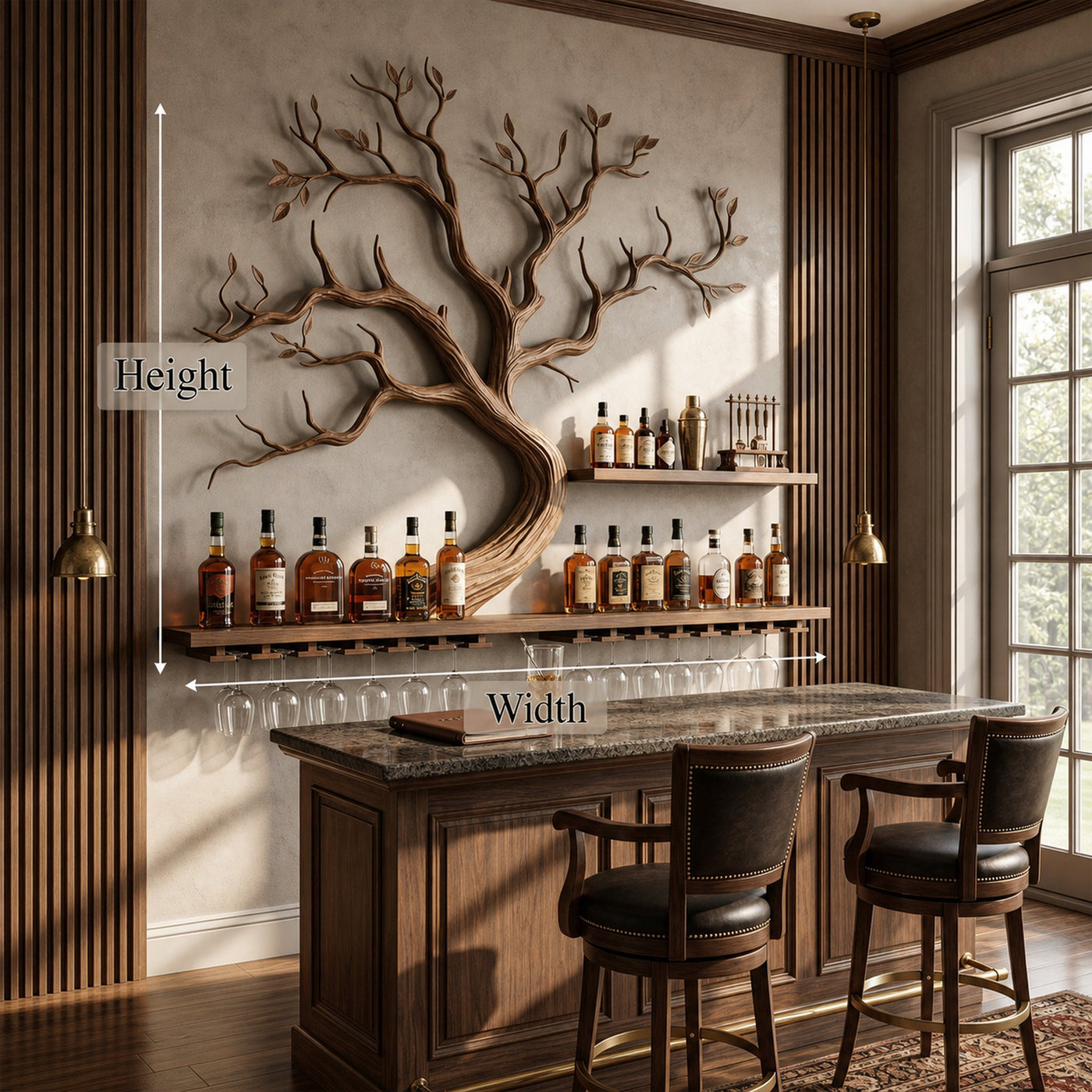 Artistic Tree Branch Wine Rack Wooden Wall Shelf For Kitchen Dining Room Bar - product view 6