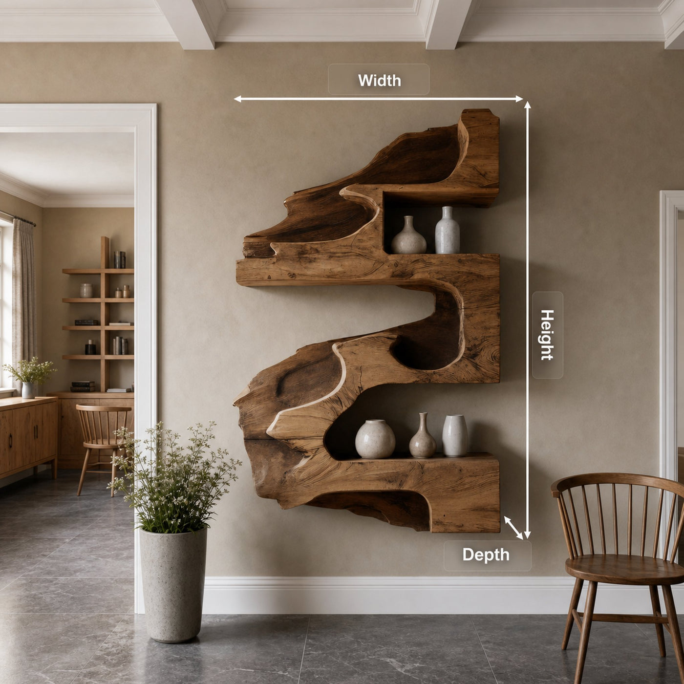 Artistic Wall Shelf With Organic Design For Living Room - product view 8