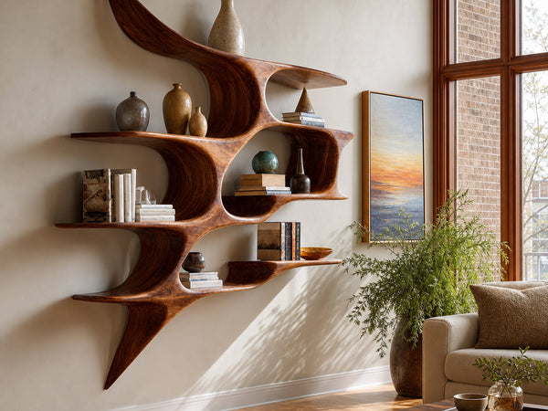 Driftform Orchard Solid Wood Wall Shelf with Curved Supports