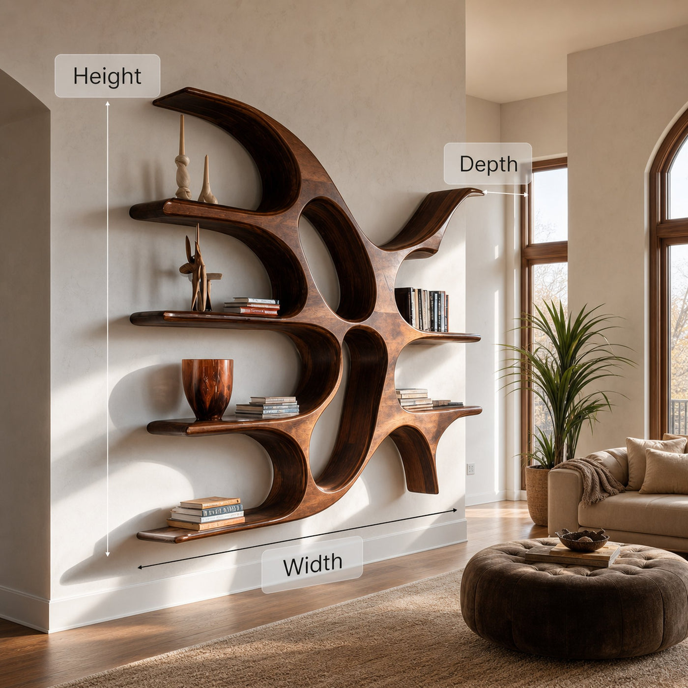 Artistic Wooden Wall Shelf With Unique Design For Living Room - product view 7