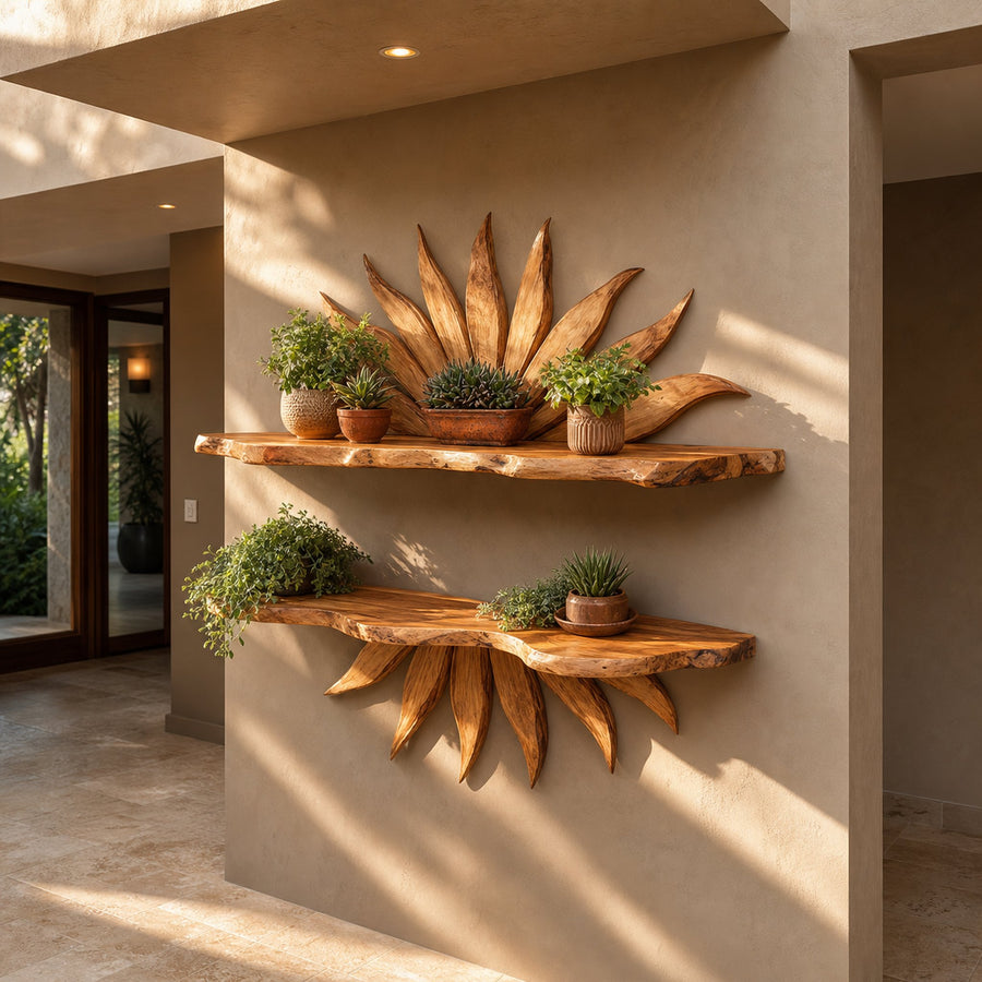 Boho Sun Wall Shelf For Living Room And Interior Decor