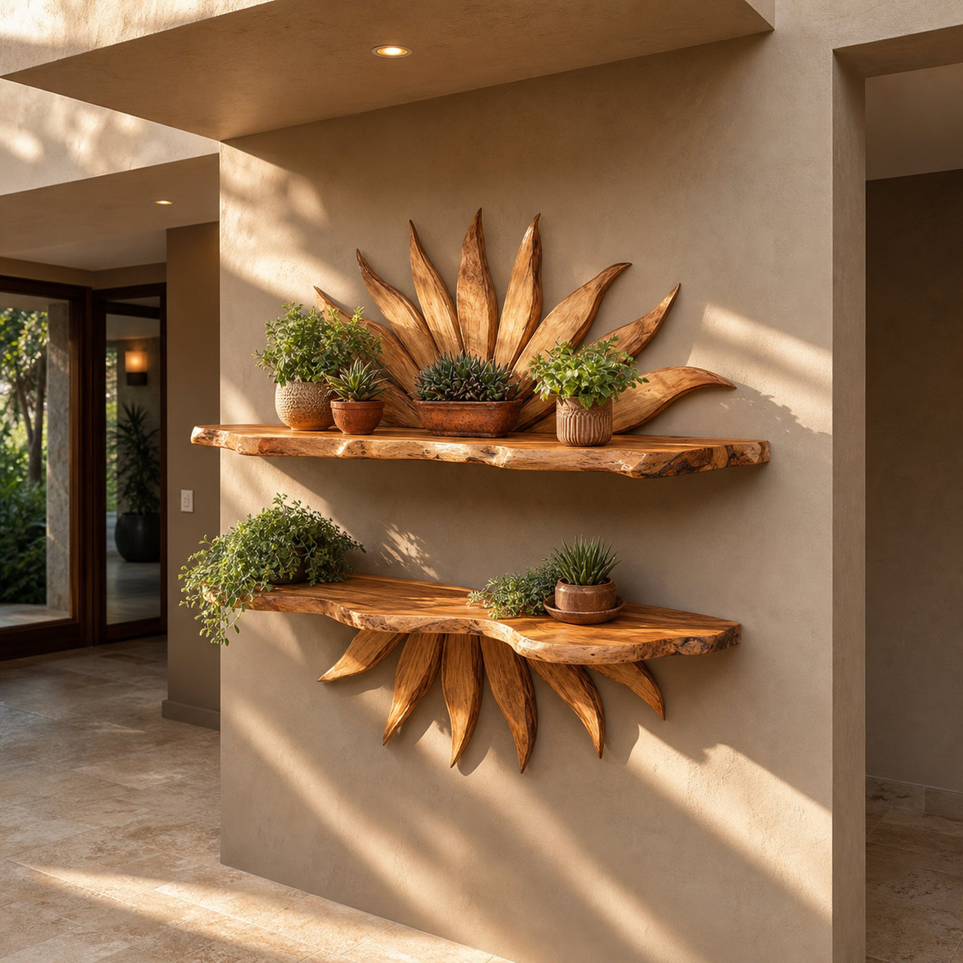 Boho Sun Wall Shelf For Living Room And Interior Decor