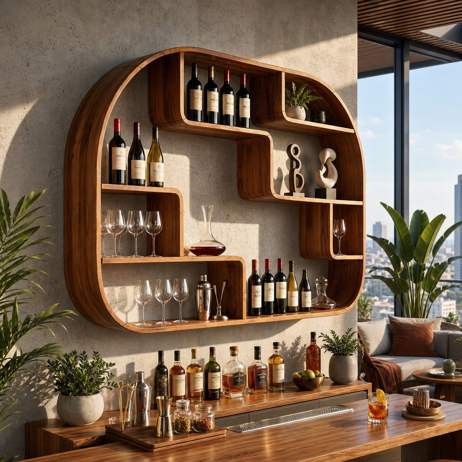 Boho Wall Wine Holder For Dining Space Bottle Accent Feature