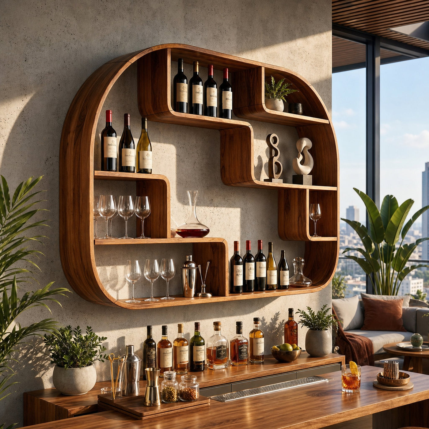 Boho Wall Wine Holder For Dining Space Bottle Accent Feature