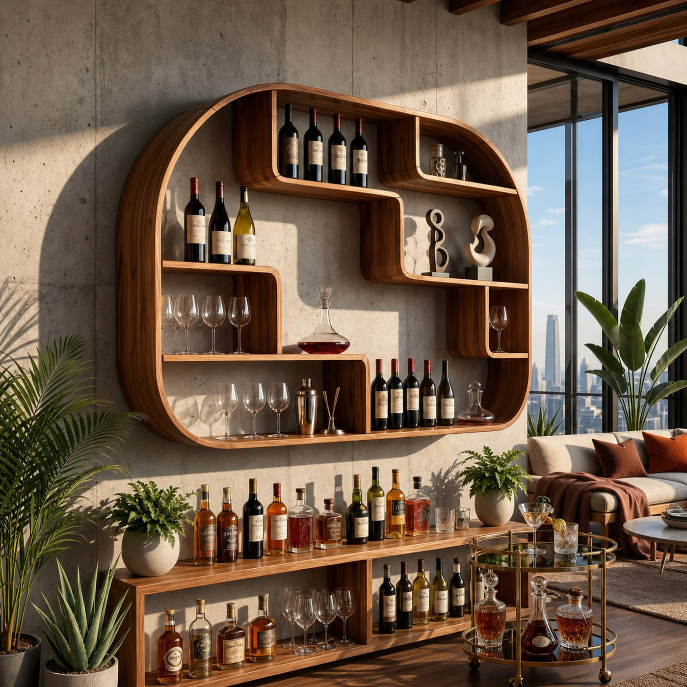 Boho Wall Wine Holder For Dining Space Bottle Accent Feature - product view 6