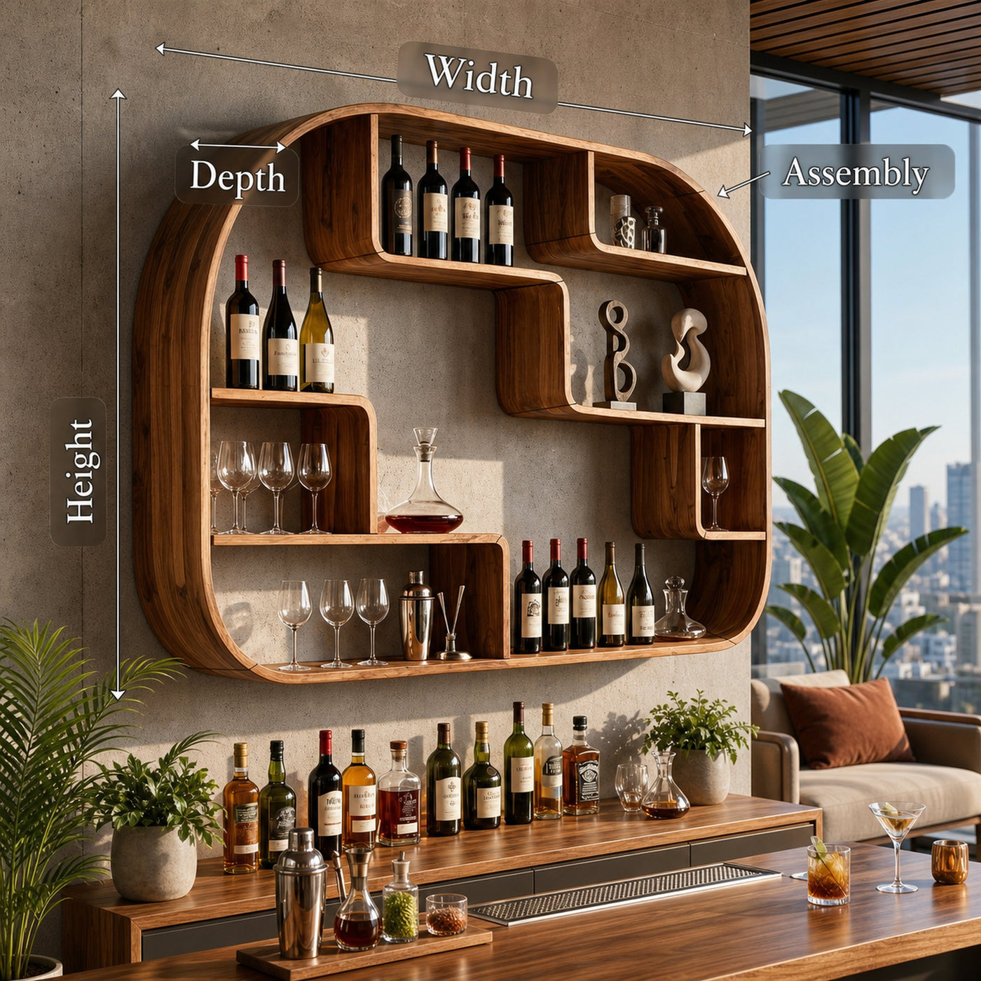 Boho Wall Wine Holder For Dining Space Bottle Accent Feature - product view 8