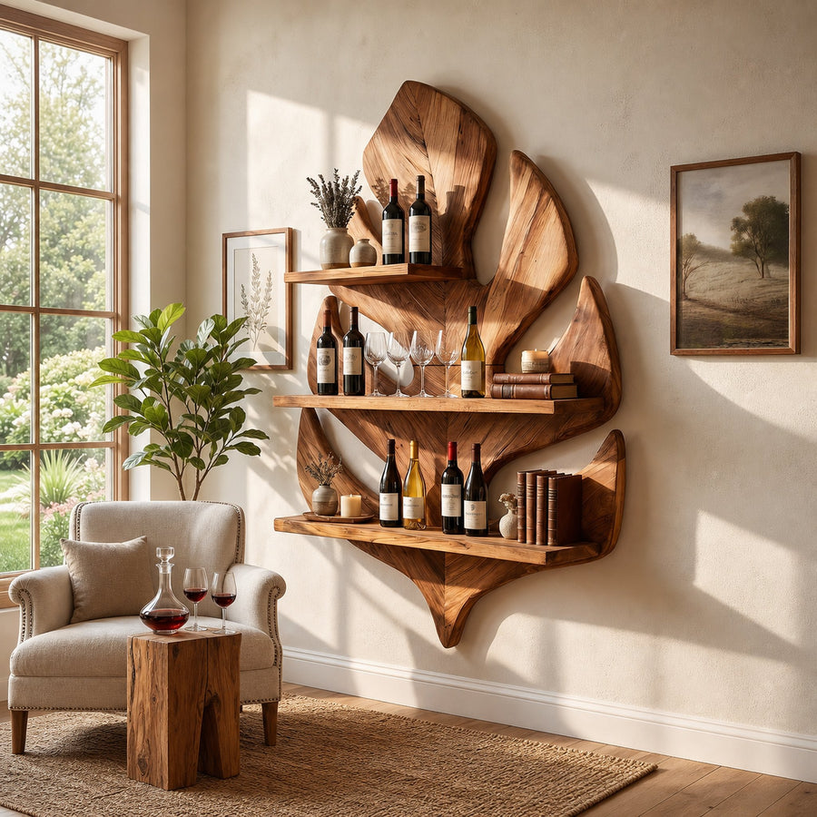 Boho Wall Wine Rack For Living Space Wine Arrangement