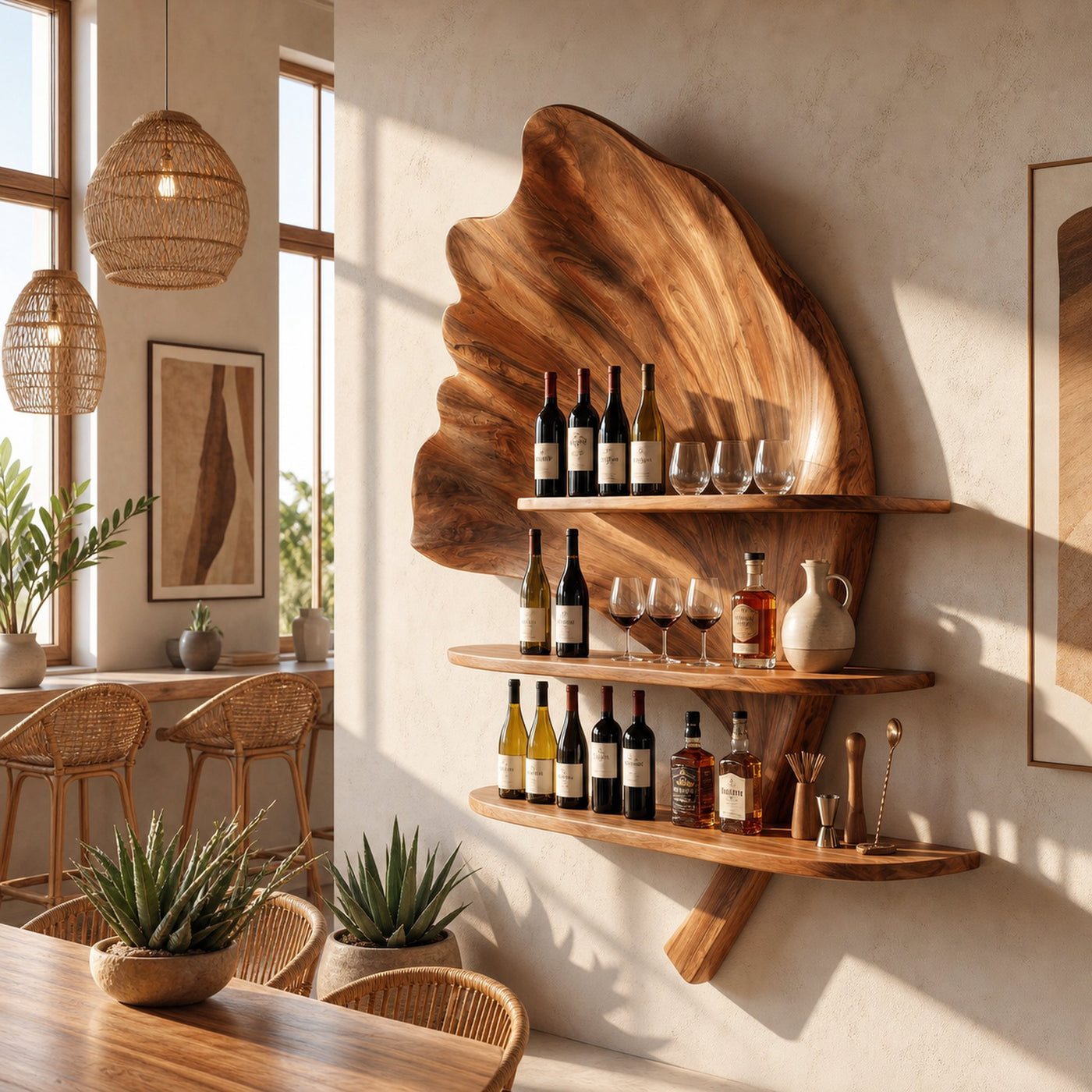 Boho Wall Wine Stand For Apartment Wine Accent Feature