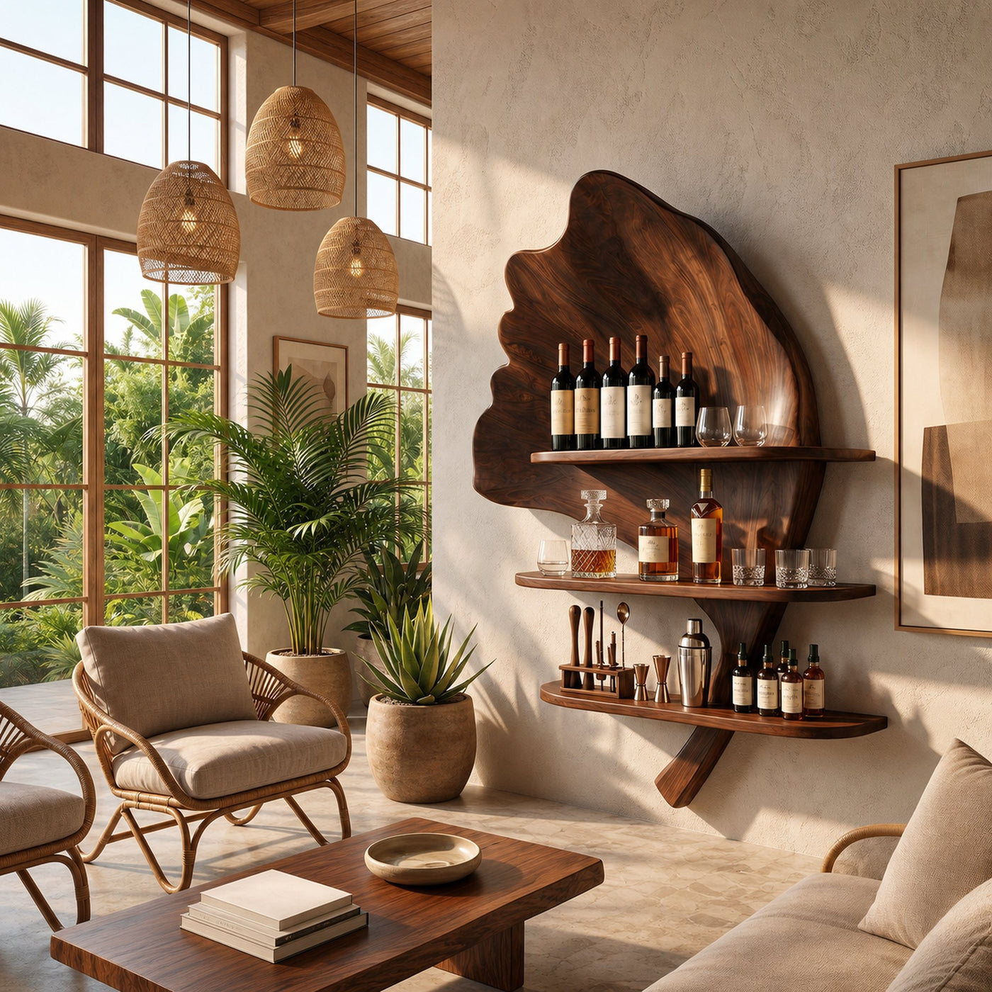 Boho Wall Wine Stand For Apartment Wine Accent Feature - product view 7