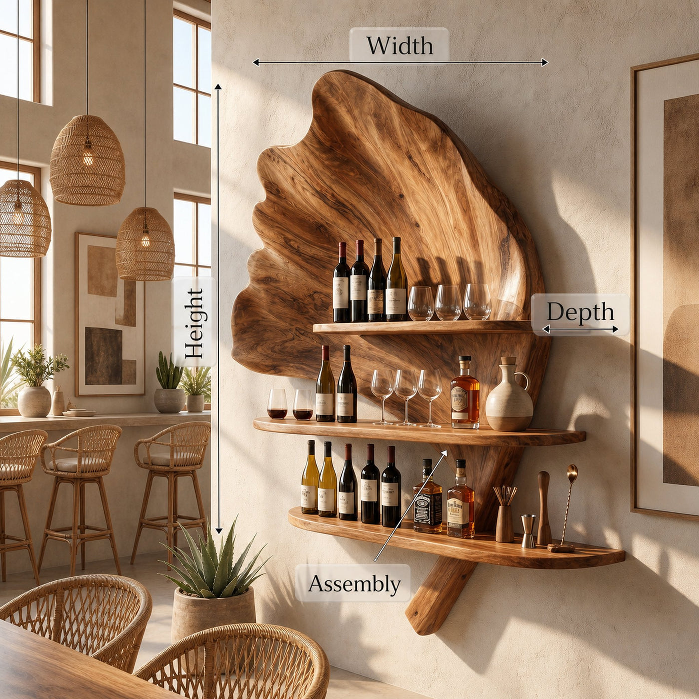 Boho Wall Wine Stand For Apartment Wine Accent Feature - product view 8