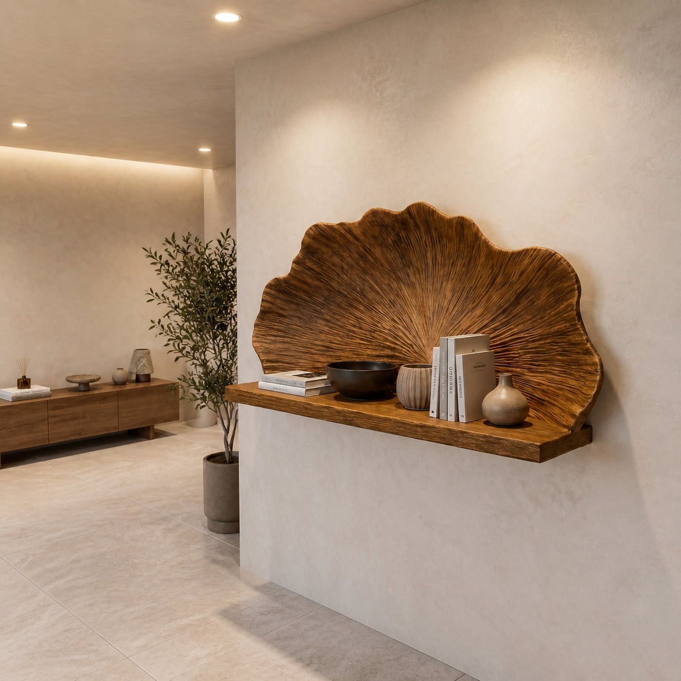 Carved Shell Shape Floating Wall Shelf For Living Room And Bedroom - product view 6