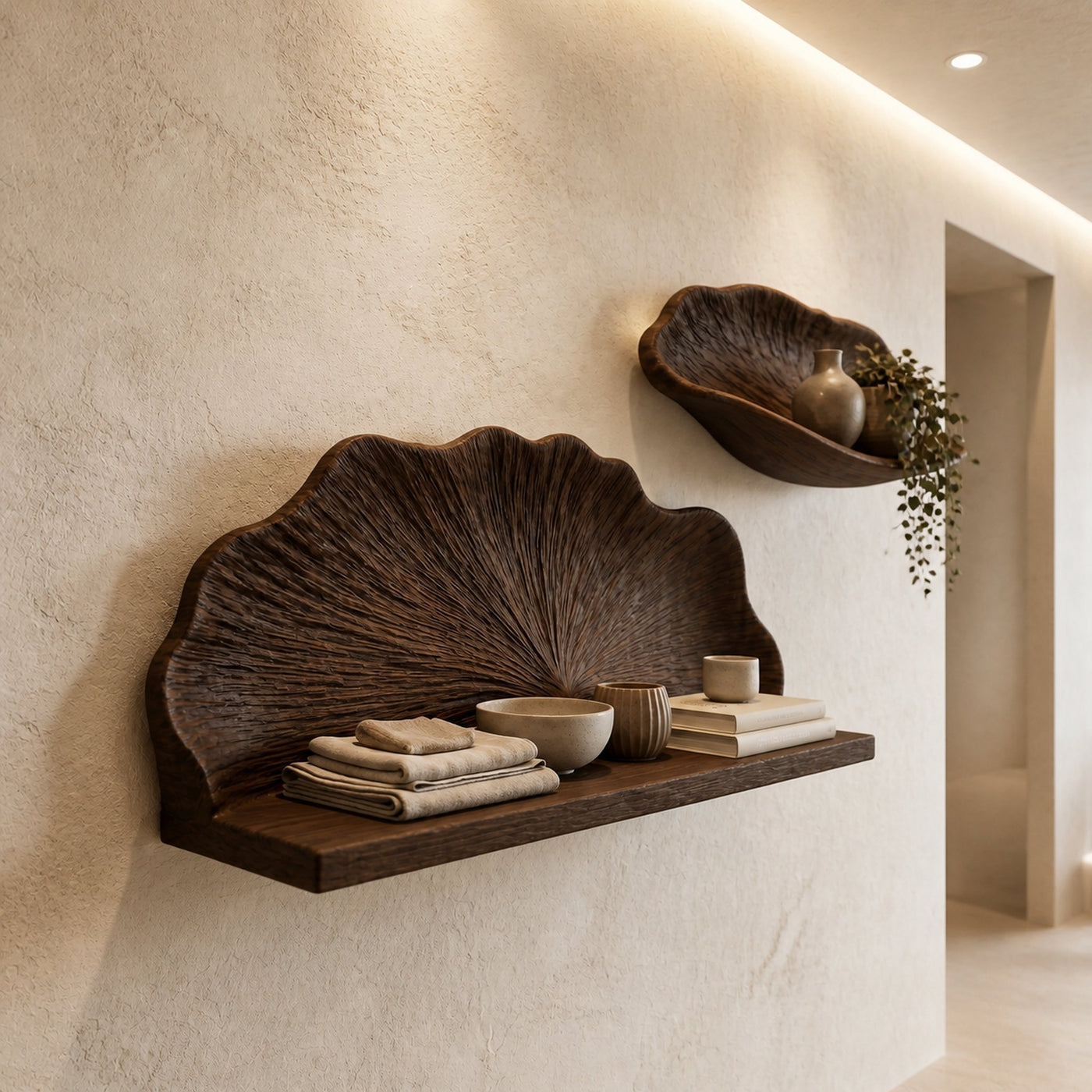 Carved Shell Shape Floating Wall Shelf For Living Room And Bedroom - product view 7