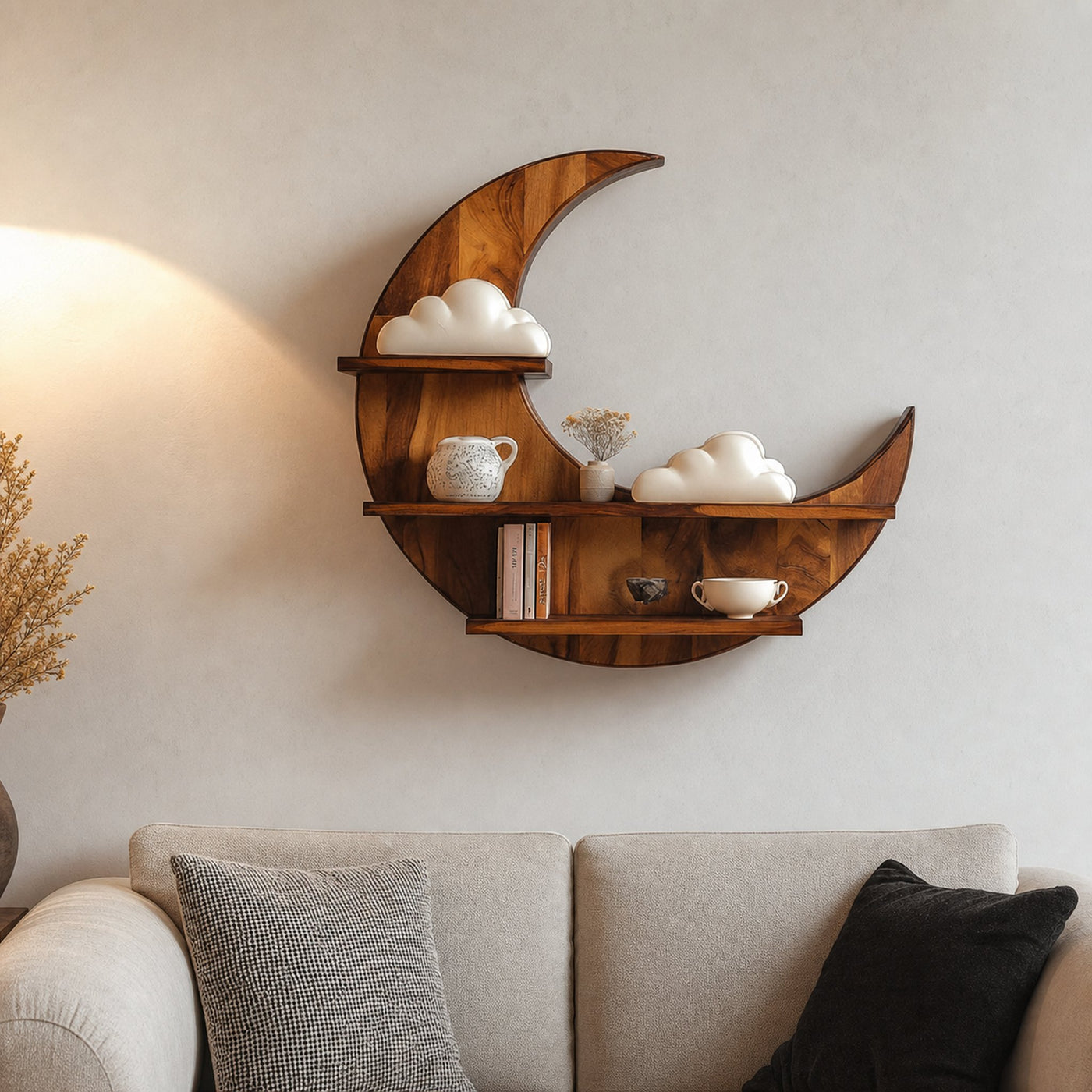 Celestial Moon Wall Shelf For Bedroom And Nursery