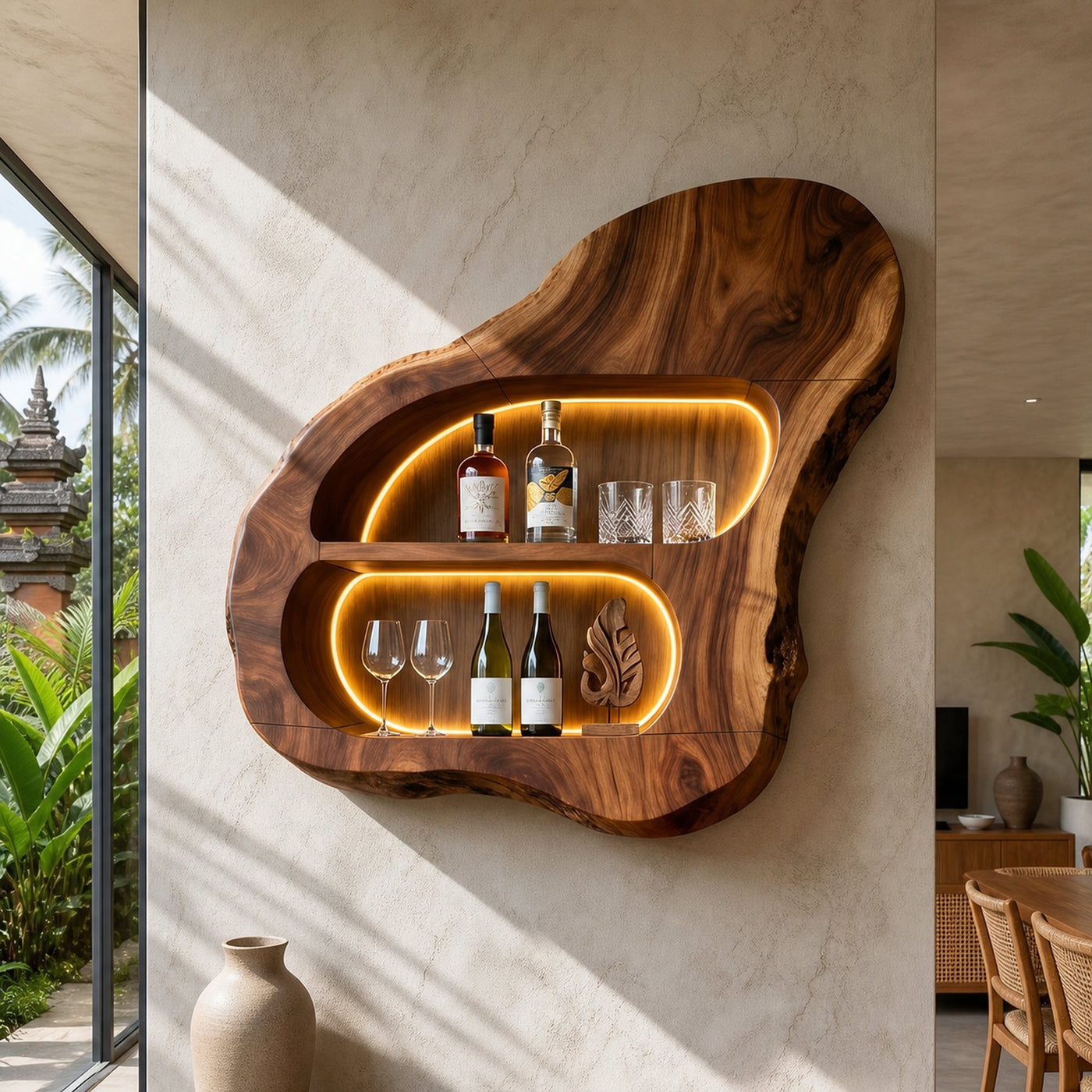 Contemporary Glass Holder Wine Rack Shelf For Dining Room