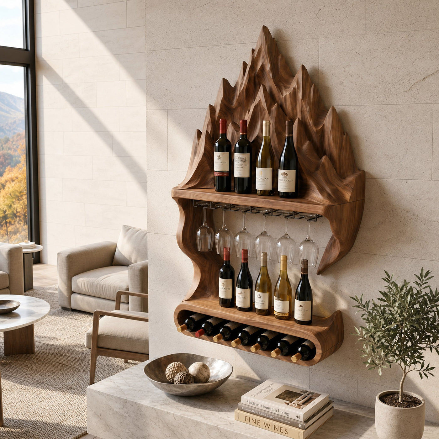 Contemporary Mountain Wine Storage Shelf For Lounge Area - product view 6