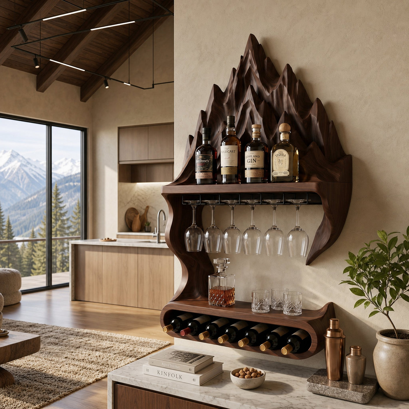 Contemporary Mountain Wine Storage Shelf For Lounge Area - product view 7