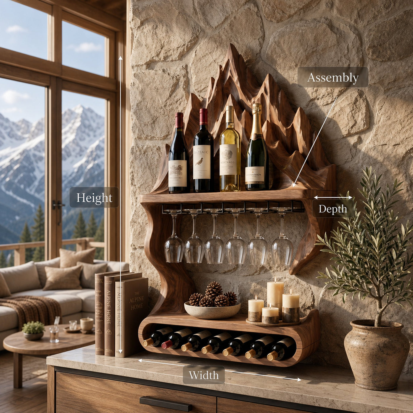 Contemporary Mountain Wine Storage Shelf For Lounge Area - product view 8