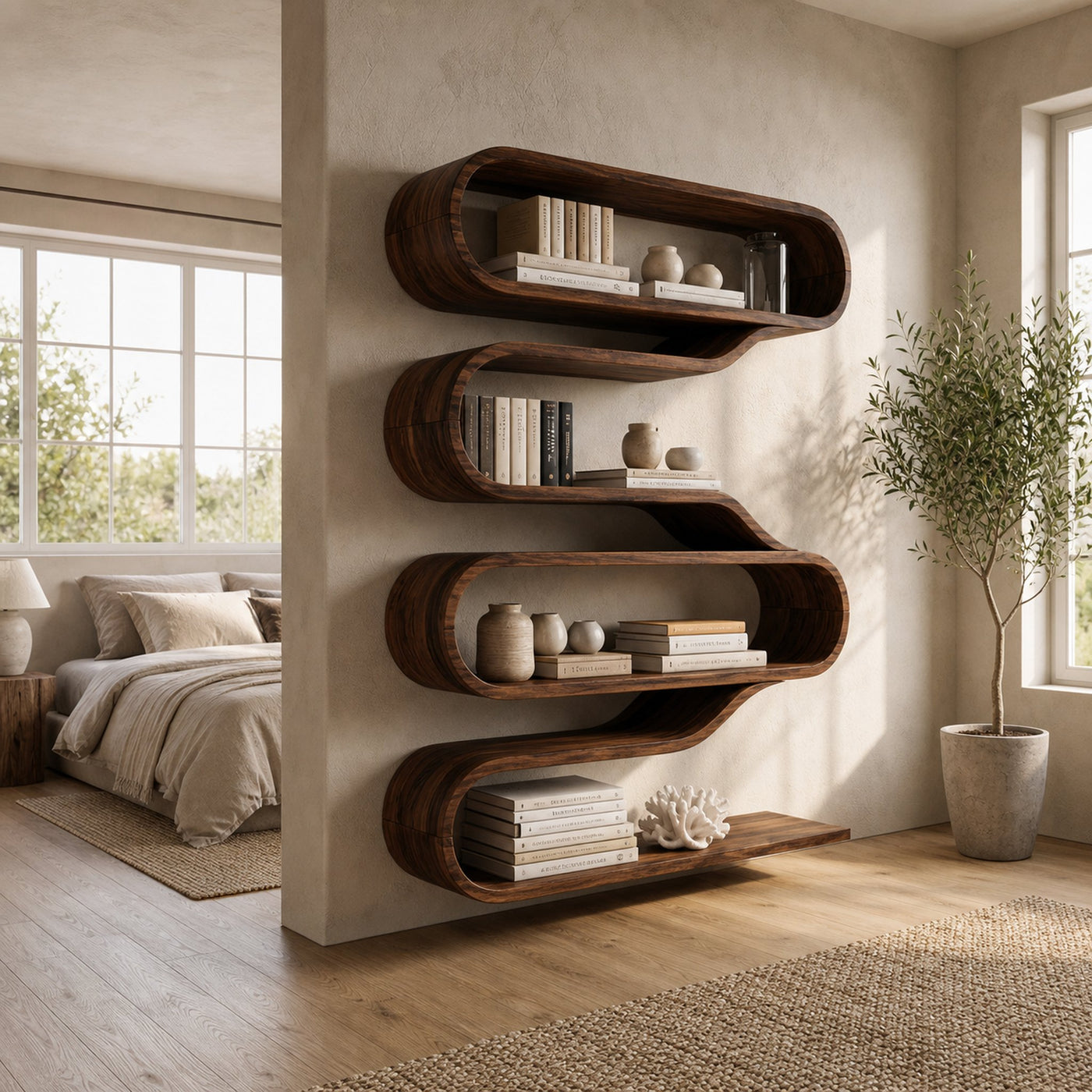 Contemporary Natural Wood Wall Mounted Shelf For Interior Decor - product view 6