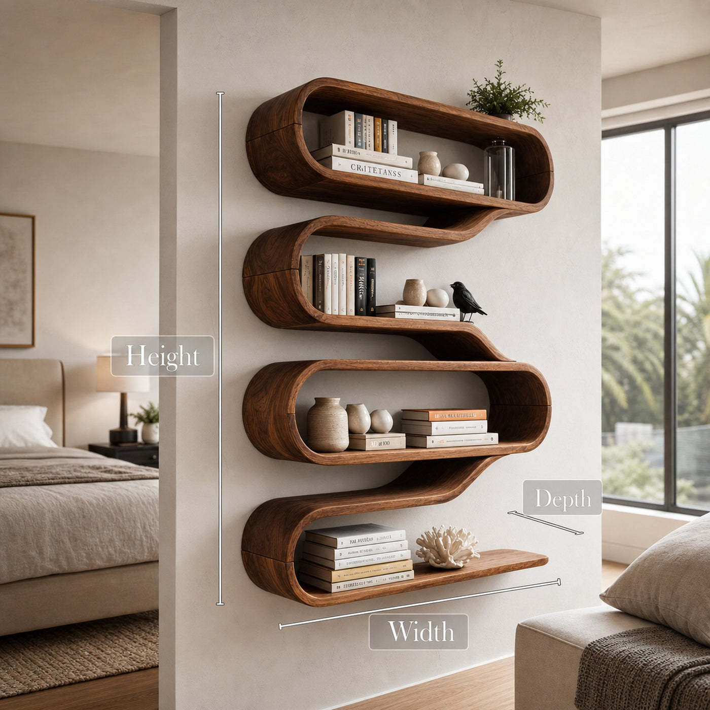 Contemporary Natural Wood Wall Mounted Shelf For Interior Decor - product view 7