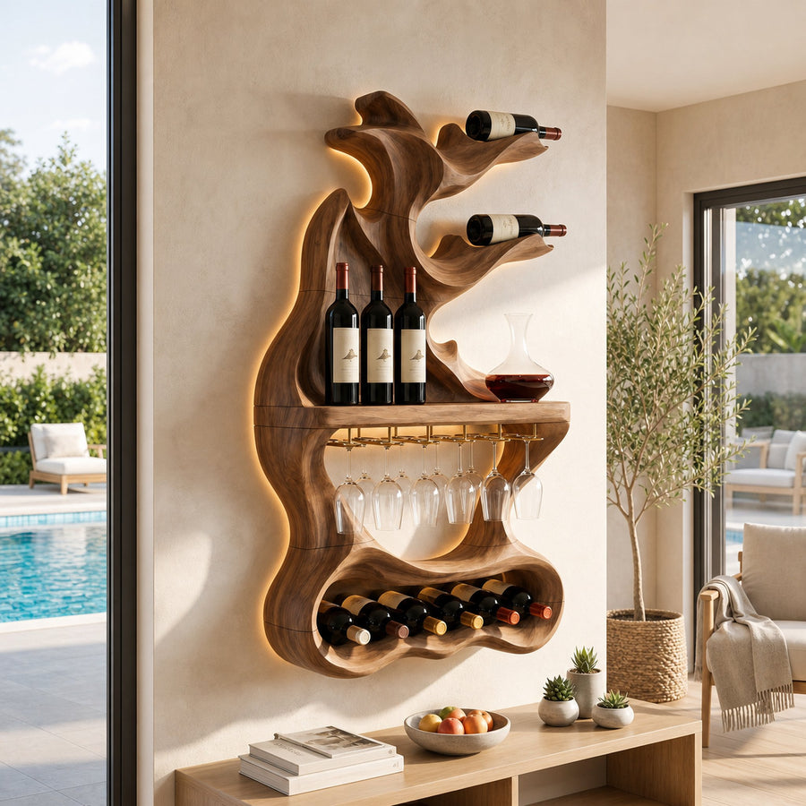 Contemporary Sculptural Wine Organizer For Dining Space
